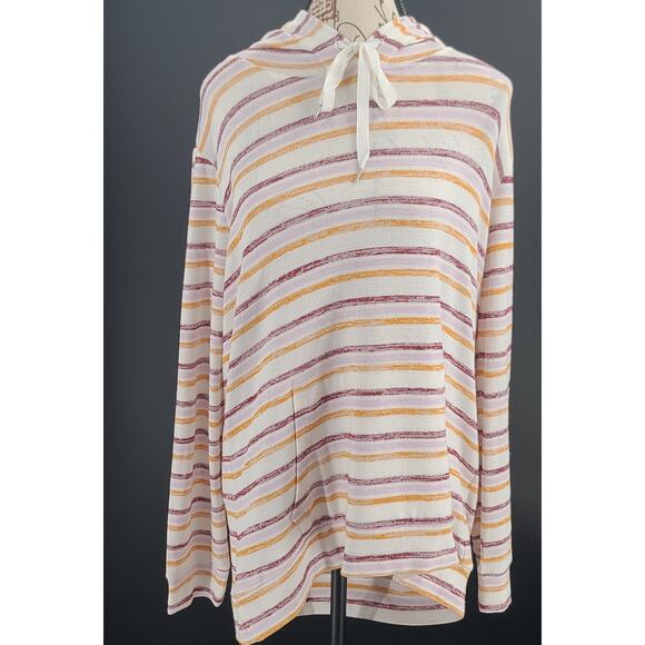 Market & Spruce Stitch Fix hooded knit striped top Sz Large office church casual - Picture 1 of 7